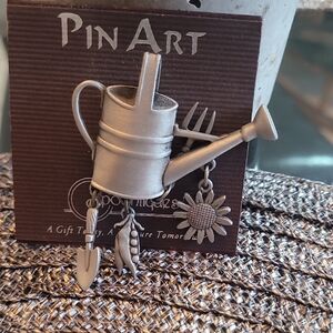 Silver Watering Can Brooch